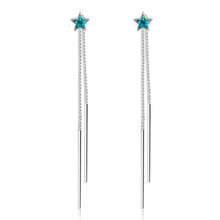 KOFSAC de moda de plata 925, pendientes para las mujeres fiesta de compromiso azul encantadora estrella de cristal pendiente de borla larga, regalos de joyas 2024 - compra barato