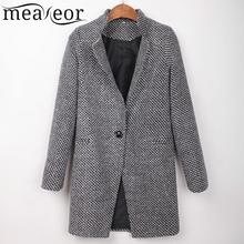 Meaneor Women Winter Coats Outwear Casual Long Sleeve Wool Button Coat Outerwear Casual Winter Autumn Blends with Side Pocket 2024 - buy cheap