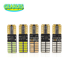 2X T10 Canbus 220MA постоянный 24 SMD 4014 светодиодный светильник без ошибок W5W 24SMD 501 для стайлинга автомобилей светло-голубой зеленый розовый 7 цветов 2024 - купить недорого