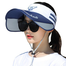 New Retractable Visor Women Summer Sun Empty Top Hat Female Solid Sombrero Caps UV Protect Sun Hat Woman Beach Hat Headwear 2024 - buy cheap
