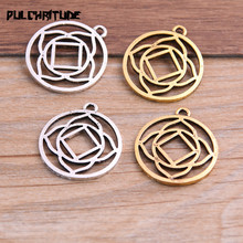  10PCS 23*26mm Metal Alloy Two Color Lotus Round Charms Pendants for Jewelry Making DIY Handmade Craft 5A834 2024 - buy cheap