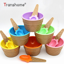 Transhome Ice Cream Bowl With Spoon 2Pcs/set Reusable Gift Kids Love Ice Cream Cup Dessert Bowl Child Tableware Ice Cream Tools 2024 - buy cheap