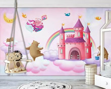 Beibehang Custom wallpaper hand-painted castle dog bear pig bird children room background wall decoration murals 3d wallpaper 2024 - buy cheap