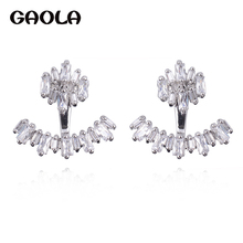 GAOLA Hot Clear Zirconia Crystal Ear Jackets Jewelry Leaf Ear Stud Earrings For Women Boucle D'oreille Aros GLE7210Y 2024 - buy cheap