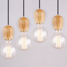 Modren Single Original Wood Pendant Lights Art Retro Edison Lamp Fabrics Cable E27 Wooden Hanging Light Bulb Holder Pendant Lamp 2024 - buy cheap