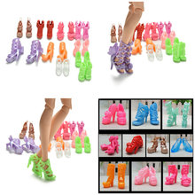 20 piezas = 10 pares de zapatos de muñeca populares, Sandalias de tacón con lazo grande de vendaje para muñecas, estilos fijos de Color aleatorio 2024 - compra barato