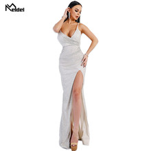 2019 vestidos de noche formales sexuales siempre bonita nueva sirena cuello en V con lentejuelas encaje y tul vestidos de noche largos Soiree Albornoz S 2024 - compra barato