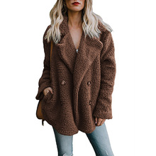 2019 Winter Coat Women Plush Hairy Pockets Buckle Coats Warm Windproof Coat Female Wool Blends Solid Coat Casual Street Wear New 2024 - buy cheap