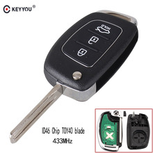 KEYYOU-mando a distancia plegable para coche, 3 botones para Hyundai IX35 IX25 IX45 Elantra Santa Fe 433MHz, Chip ID46, con hoja TOY40 2024 - compra barato