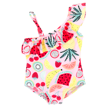Kit de maiô de meninas cavkas, roupa de banho de uma peça com estampa de fruta, moda praia verão elástica de 1-6 anos, roupas de banho para meninas 2024 - compre barato