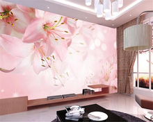 Papel de parede para decoração de fundo feita sob encomenda para casa flor lírio sofá sala de fundo papel de paredes 3 d beibehang 2024 - compre barato