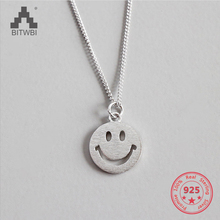 Collares de plata de ley 2019 con cara sonriente, joyería de moda Simple, novedad de 925 2024 - compra barato