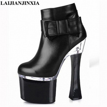 Laijianjinxi sapatos de salto alto femininos, sapatos sexy com laço para pole dance, sapatos de festa na noite, plataforma de dança, 18cm 2024 - compre barato