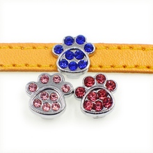 Rhinestone Crystal Dog Footprints Slide Charms Beads DIY Accessories Handmade Jewelry For 8mm Bracelets Key Chains Pet Collar 2024 - buy cheap