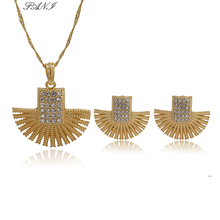 Fani doces conjuntos de jóias de moda de ouro marca geométrica colares & pingentes multicamadas colar de declaração brincos conjuntos para mulher 2024 - compre barato