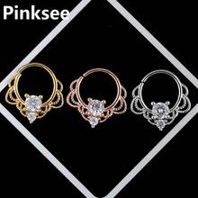 316L Surgical Steel Fake Septum Clicker Nose Ring Circle CZ Crystal Ear Cartilage Nose Hoop Studs Piercing Jewelry anti-allergy 2024 - buy cheap