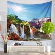 Waterfall Mountain Scenery Printing Wall Hippie Tapestry Polyester Fabric sun Home Wall Decoration forest Bedroom decor 150x130 2024 - buy cheap