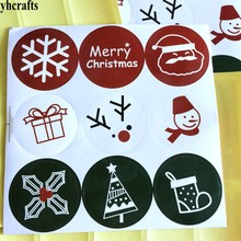 Pegatinas de papel de muñeco de nieve para niños, etiqueta de sellado para hornear, Feliz Navidad, Navidad, premio de Kindergarten, regalos, 9 Uds./lote 2024 - compra barato