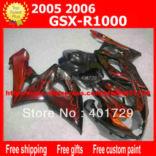 Fairings body kit for Suzuki GSXR1000 GSXR 1000 2005 2006 GSXR 1000 05 06 red flame in black fairing set with 7 gifts AQ18 2024 - buy cheap