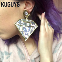 Acrylic Laser Triangle Earrings Gold Silver Color Jewelry for Women Fashion HipHop Rock Punk Geometric Girl Club Accessory 2024 - buy cheap