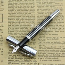 Модная перьевая ручка среднего размера серебристо-черная BAOER 051 2024 - купить недорого