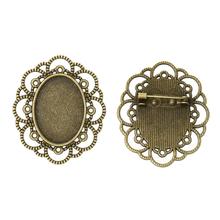 Zinc metal alloy Brooches Findings Oval Antique Bronze Cabochon Settings(Fits 25mm x 18mm)4cm x 3.4cm ,1 Piece 2024 - buy cheap