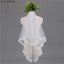 Voile Mariage Wedding Accessories Ivory White Lace Edge Short Wedding Bridal Veil Velos de Novia Veu de Noiva Longo Com Renda 2024 - buy cheap