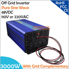 3000W DC48V Off Grid Pure Sine Wave Solar or Wind Inverter, City Electricity Complementary Charging function with LCD Screen 2024 - buy cheap