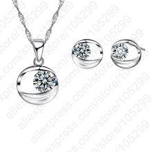 925 Sterling Silver New Retail Fashion Cubic Zirconia Bridal Wedding Jewelry Sets Necklace+Earrings For Women 2024 - buy cheap