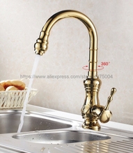 Polished Gold Color single handle single hole kitchen tap 360 degree rotation spout cold and hot water mixer Tap Nsf068 2024 - buy cheap