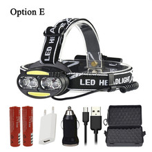 Motion Sensor Headlight 40000Lumen headlamp 4*T6+2*COB+2*Red Head Lamp Flashlight Torchhead light with 18650 battery charger 2024 - buy cheap