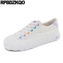 chinese women sneakers plain canvas shoes white soft round toe lace up ladies comfortable purple breathable flats 2021 trainers 2024 - buy cheap