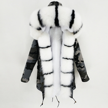 Abrigo de piel 2020 auténtica para mujer, Parka larga, chaqueta de invierno con cuello de piel de zorro Natural, forro de piel auténtica, ropa de calle cálida gruesa de marca 2024 - compra barato