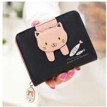 Women Bag Cute Cat  Small Zipper Leather Coin Purse Card Holder womens wallets and purses monedero mujer piel ladies wallet 2024 - buy cheap