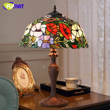FUMAT Glass Table Lamps Art Decor Flower Shade Table Lamp For Living Room LED Stained Glass Lamp Office Bedside Stand Table Lamp 2024 - buy cheap