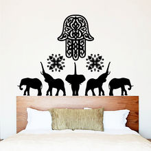Adesivo de parede estilo elefante hamsa fatima, adesivo de vinil para decoração de casa sala de estar e quarto decalque de arte mural la662 2024 - compre barato