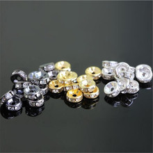 Cuentas espaciadoras sueltas para fabricación de joyas, 100 unidades, 6mm, 8mm, 10mm, 17 colores, con diamantes de imitación 2024 - compra barato