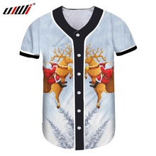UJWI Christmas Mens Snow Mountain 3D Printed Tshirt Santa Claus And Elk Chinese Style New Arrivals Man Baseball shirt 2024 - buy cheap