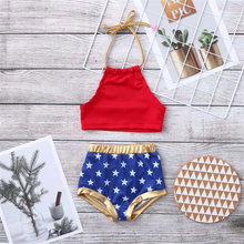 Conjunto de Bikini con estampado de estrellas para niñas, traje de baño con cuello Halter de 1 a 6 años, 2 uds., novedad de verano de 2019 2024 - compra barato