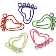 12pcs/lot Creative colorful Metal little feet clip Bookmarks metal box packaging paperclips color mixed school office supplies 2024 - buy cheap