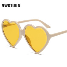 VWKTUUN-gafas de sol con forma de corazón para mujer, anteojos de sol femeninos de Color caramelo, UV400, de marca de diseñador, de sombra amarilla 2024 - compra barato