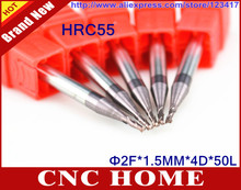 5pcs HRC55 1.5MM 2 Flutes AITiN Coated End Mills, CNC Milling Cutters, Tungsten Carbide Endmills, CNC Router Bits 2024 - buy cheap