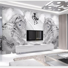 Beibehang Mural papel de parede personalizado decoração de casa sala quarto foto jóias de luxo cavalo para o sucesso 3d mural tv fundo papel de parede 2024 - compre barato