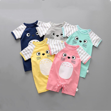 Children Cotton Summer Costume Baby Cartoon Short Sleeve Rompers Pink/Blue/Yellow/Grey Colorful Outfit Toddlers Climb Clothing 2024 - buy cheap