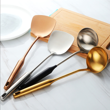 2 PCS Stainless Steel Turner And Soup Ladle Gold Ladle Spoon Cooking Tool Set Long Handle Big Kitchen Utensil Dinnerware Set 2024 - buy cheap