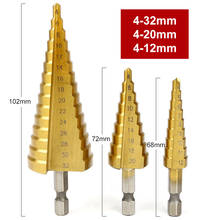 3Pcs Metric Spiral Flute Step HSS Steel 4241 Cone Titanium Coated Drill Bits Tool Set Hole Cutter 4-12/ 20/ 32mm + Pouch 2024 - buy cheap