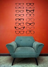 Pegatinas de pared para sala de estar y dormitorio, decoración de pared de tienda óptica, póster, murales de vinilo, arte de decoración, lote de gafas, S709 2024 - compra barato