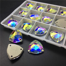 TopStone-piedras triangulares AB transparentes para coser, cristal plano de alta calidad, para coser, joyería de vestir, 12, 16 y 22 mm 2024 - compra barato