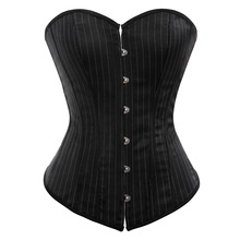 Women's Sexy Black Stripe Overerbust Corset Top Lace Up Boned Underbust Clubwear with G-string Plus Size S-6XL 2024 - buy cheap