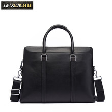 Men Genuine Leather Black Designer Business Briefcase Fashion 16" Laptop Travel Bag Case Attache Messenger Bag Portfolio B9161 2024 - buy cheap